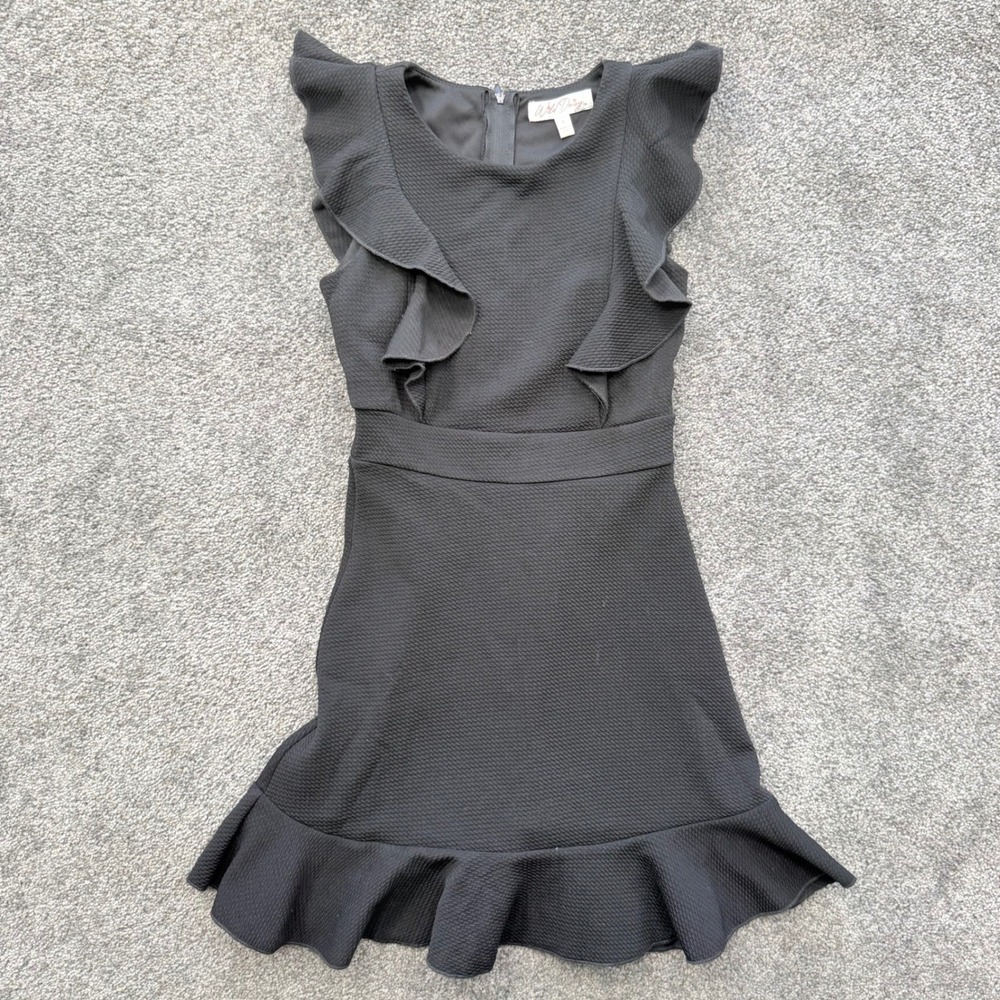Wild Daisy Girls Black Ruffle Textured Knit Party Dress KD5236F1X Size 8